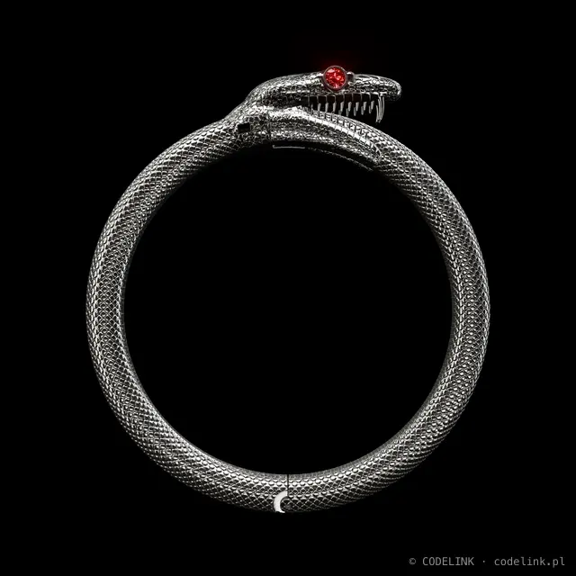 Render bransolety Ouroboros od przodu, wąż trzyma ogon w pysku